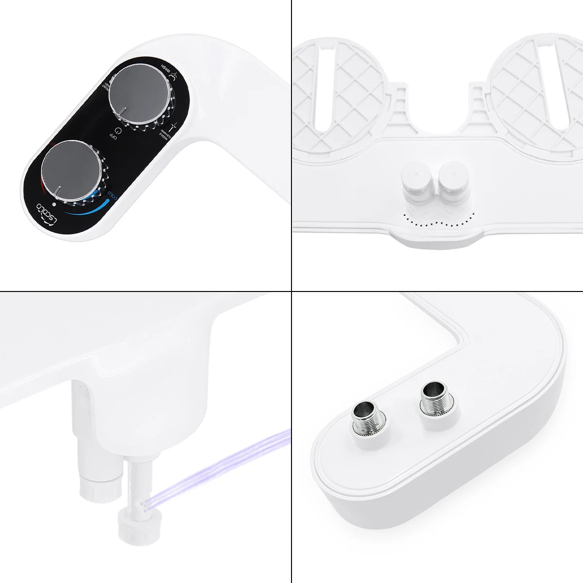 Hot/Cold Bidet Attachment Dual Nozzle Ultra-Thin Brass
