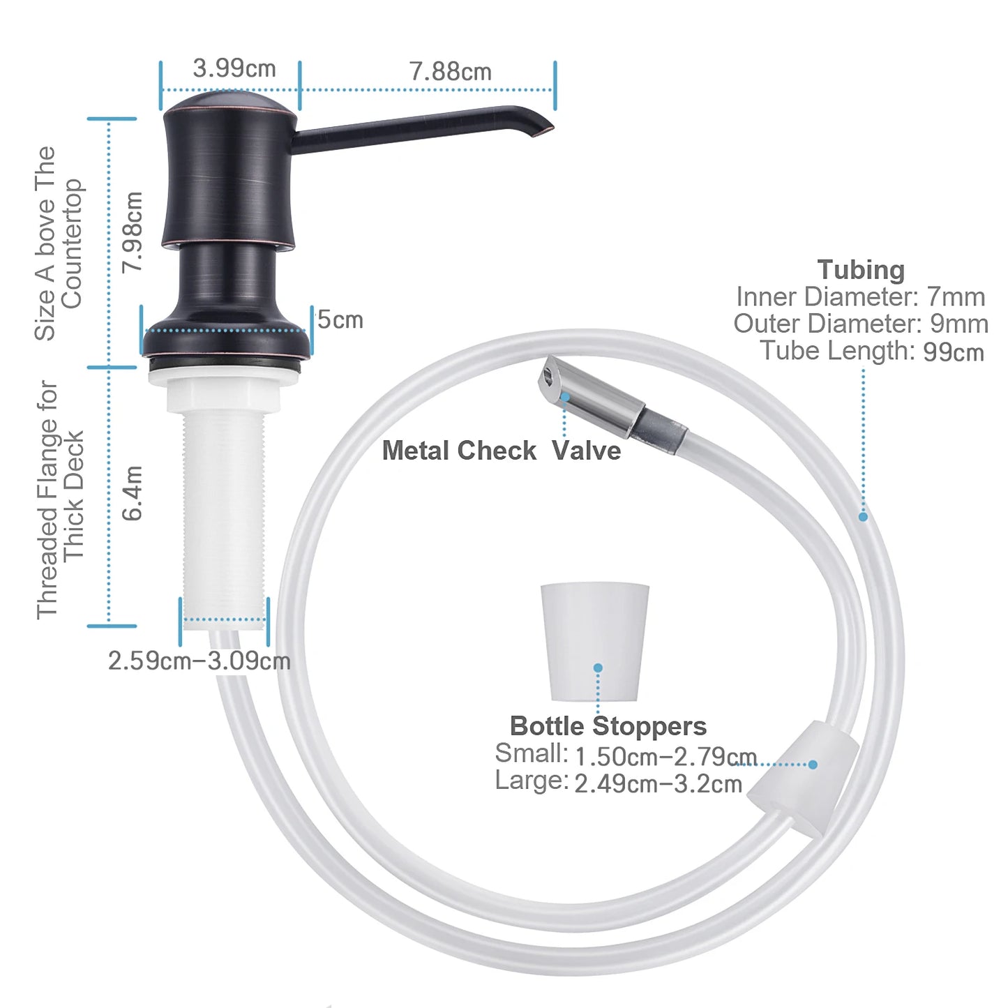 Built-in Kitchen Soap Dispenser with 40" Extension Tube