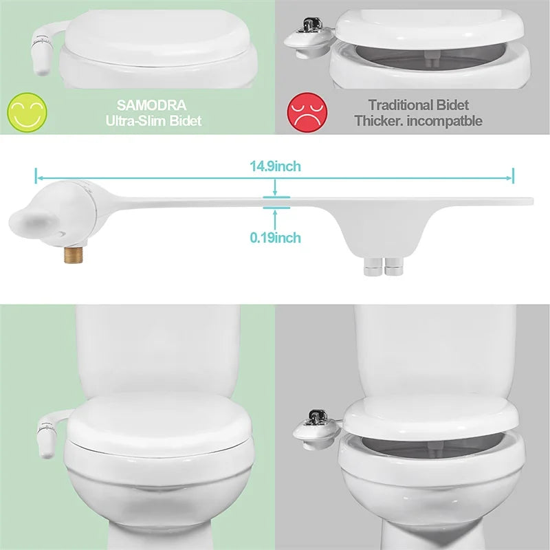 Ultra-Slim Bidet - Dual Nozzle Toilet Seat Attachment