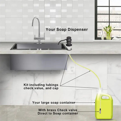 Kitchen Soap Dispenser with Extension Tube & Brass Pump