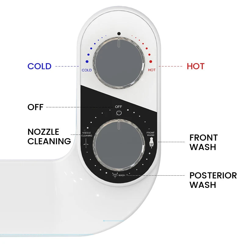 Hot/Cold Bidet Attachment Dual Nozzle Ultra-Thin Brass