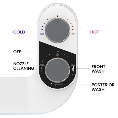 Hot/Cold Bidet Attachment Dual Nozzle Ultra-Thin Brass