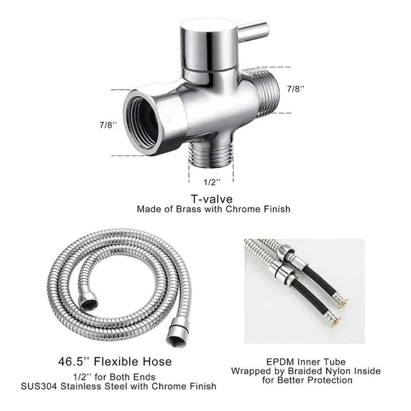 Handheld Bidet Sprayer Set Stainless Steel Dual Mode Toilet