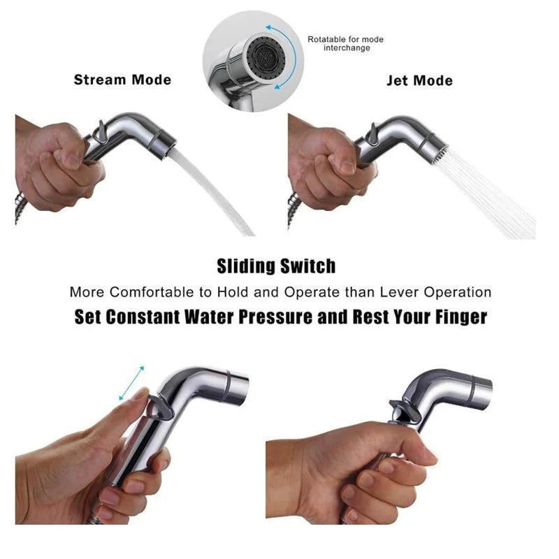Handheld Bidet Sprayer Set Stainless Steel Dual Mode Toilet