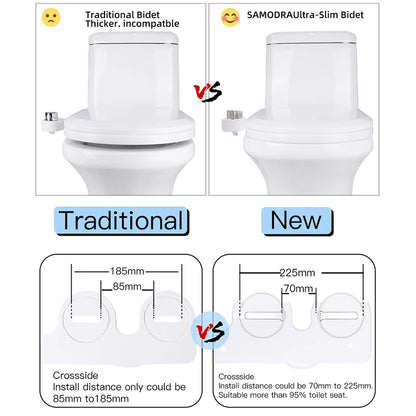 Hot/Cold Bidet Attachment Dual Nozzle Ultra-Thin Brass