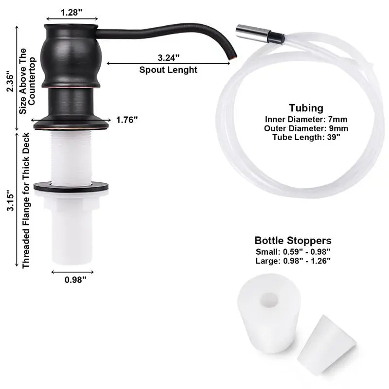 Kitchen Soap Dispenser with Extension Tube & Brass Pump