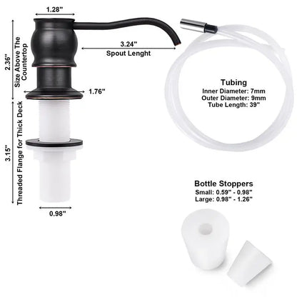 Kitchen Soap Dispenser with Extension Tube & Brass Pump