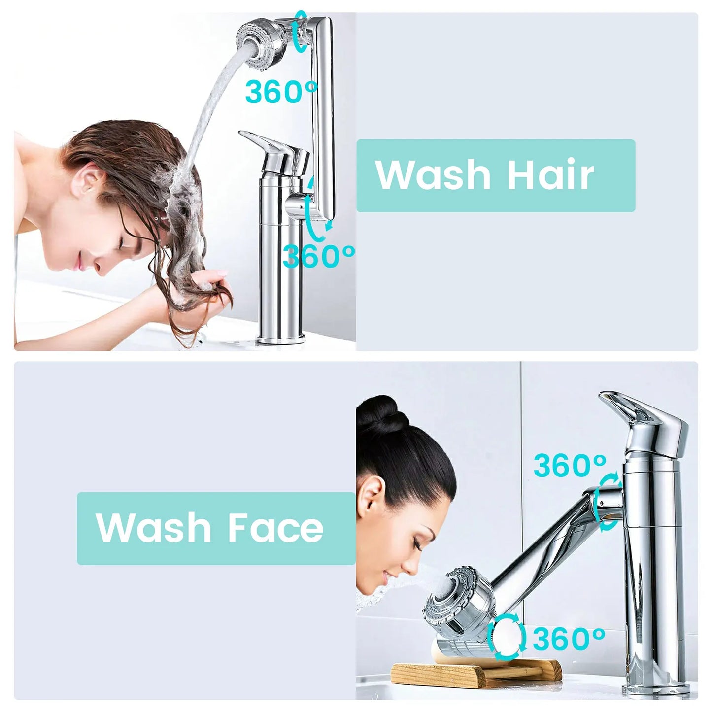 1080° Rotating Basin Faucet Brass Mixer for Bathroom