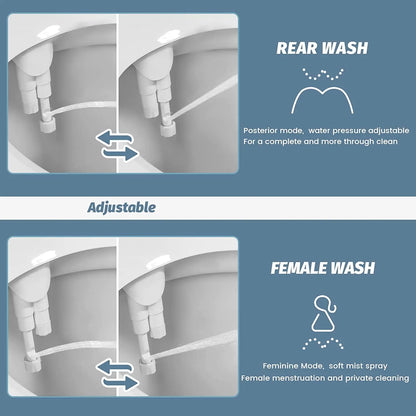 Ultra-Thin Bidet Attachment - 3-Function Non-Electric Sprayer