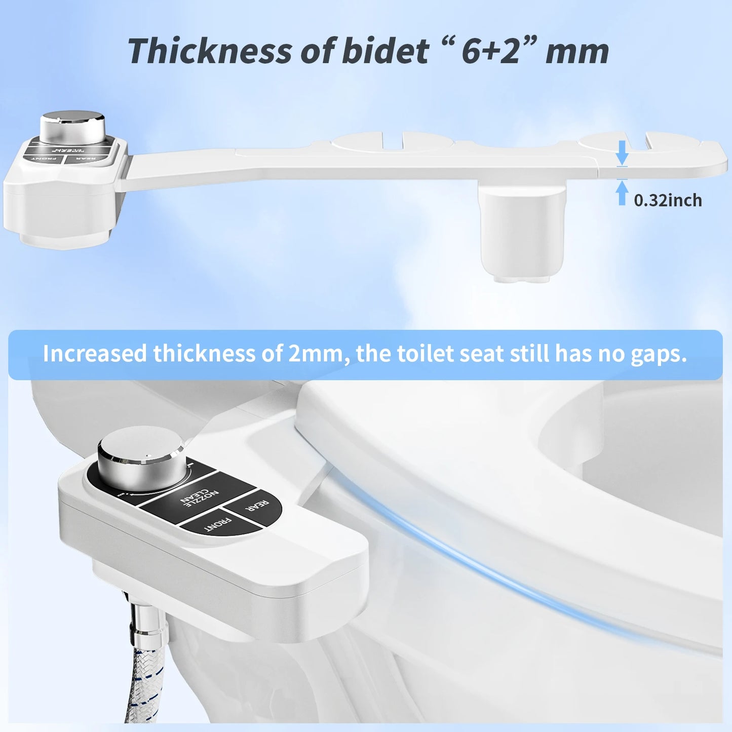 Non-Electric Bidet - Dual Nozzle Self-Cleaning Attachment