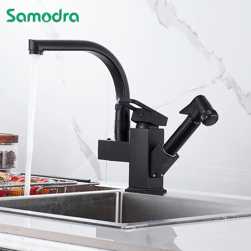 Pull Out Kitchen Faucet Stainless Steel Spring Spout