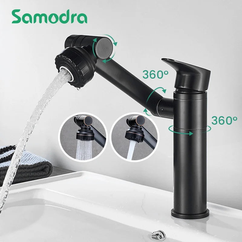 1080° Rotating Basin Faucet Brass Mixer for Bathroom