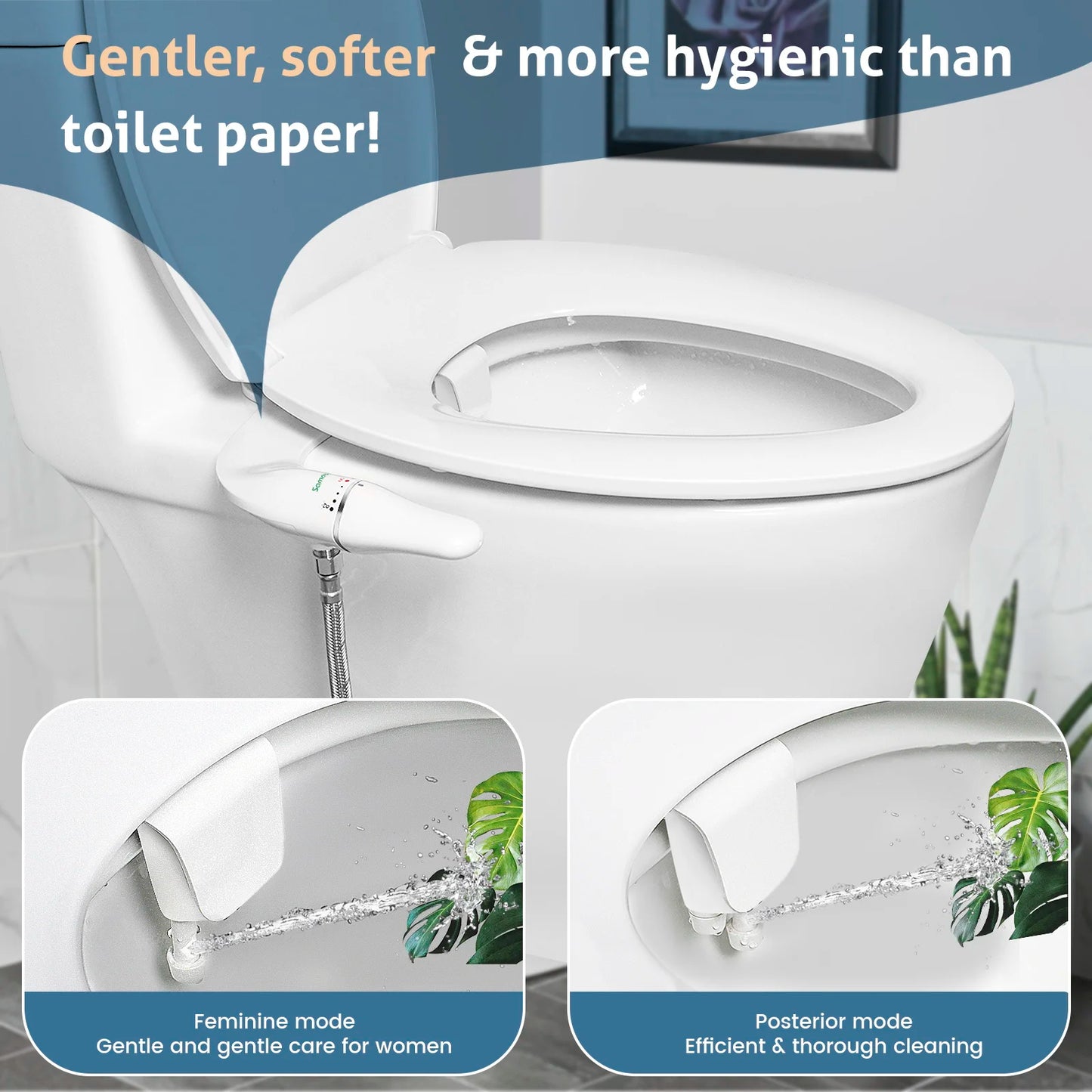 Ultra Slim Bidet Attachment - Dual Nozzle Non-Electric Sprayer