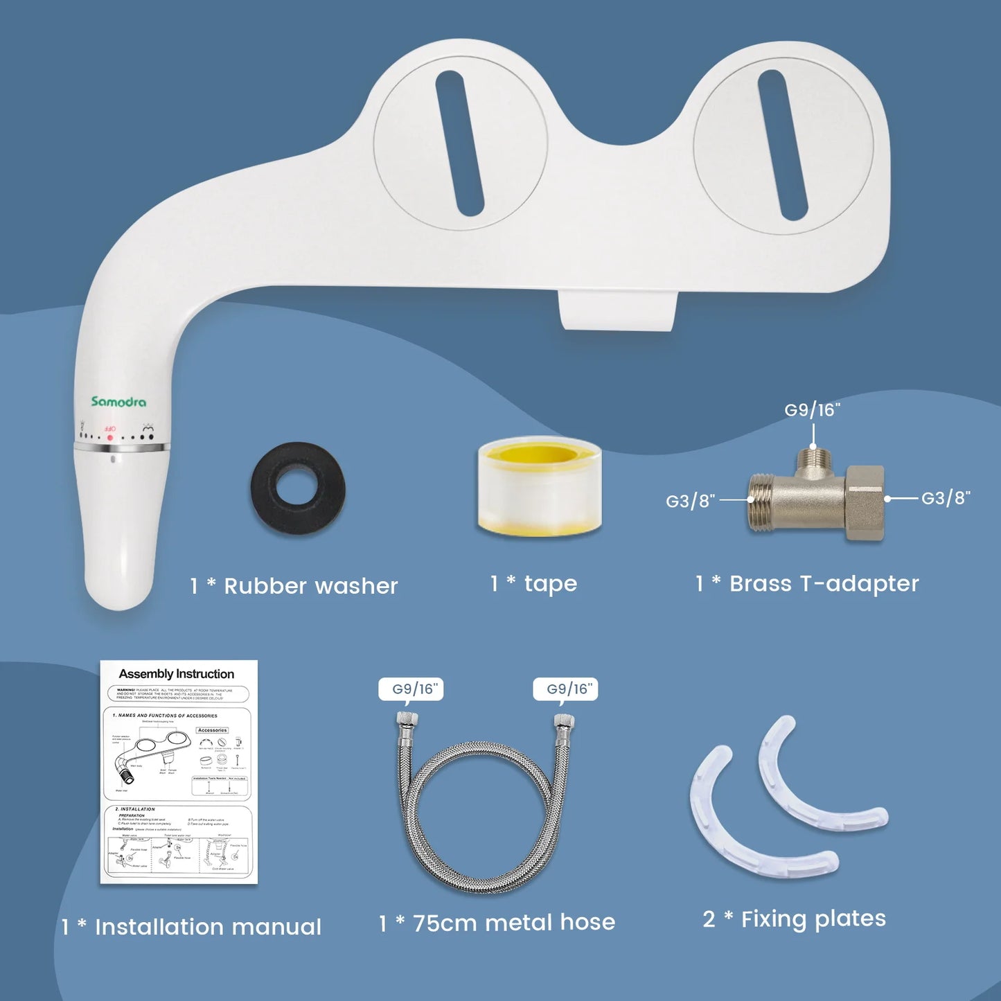 Ultra Slim Bidet Attachment - Dual Nozzle Non-Electric Sprayer
