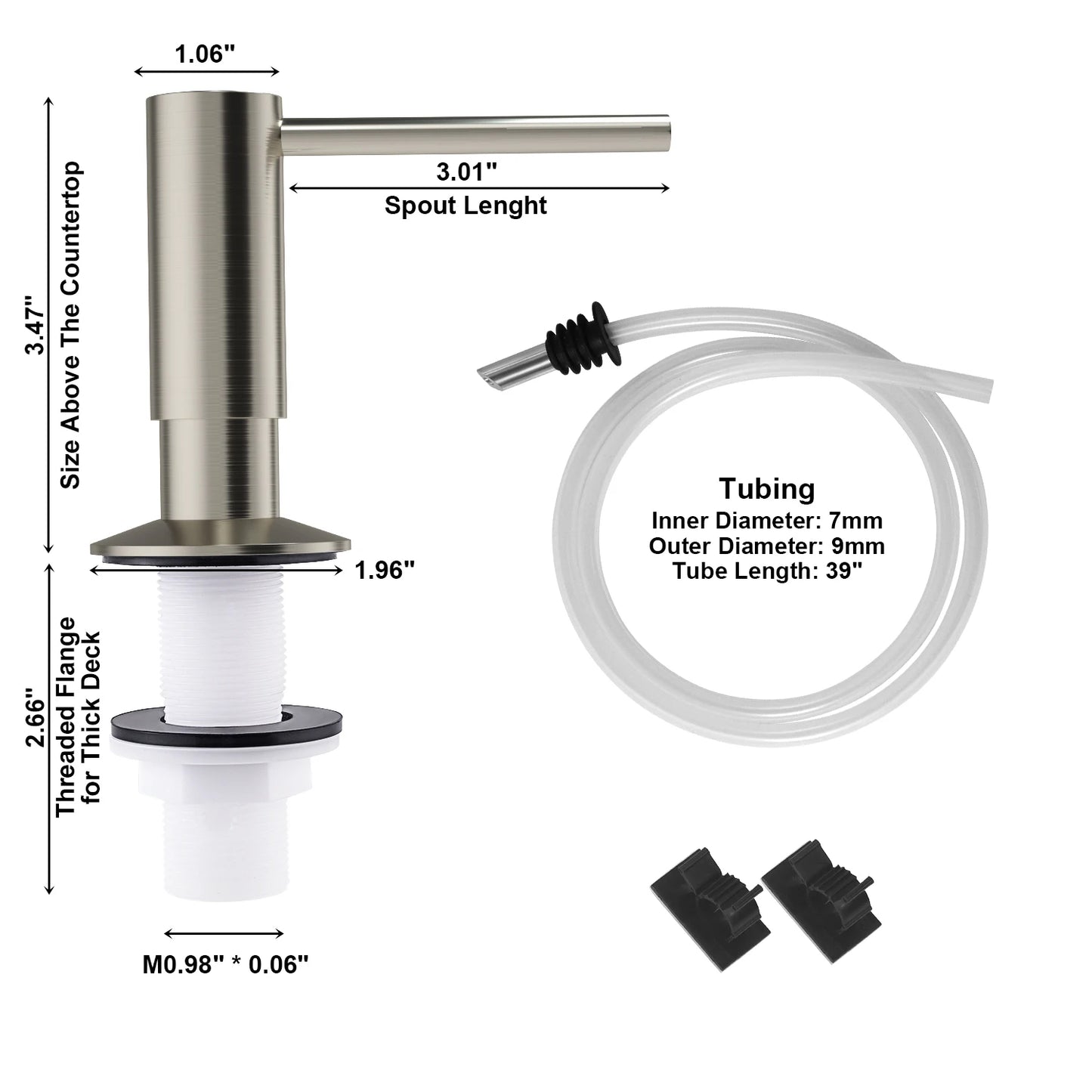 Brass Soap Dispenser with Extension Tube for Kitchen Sink