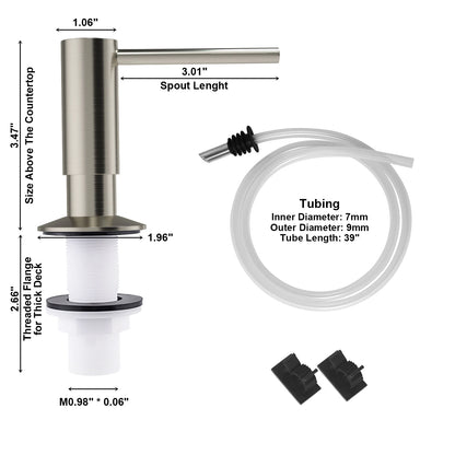 Brass Soap Dispenser with Extension Tube for Kitchen Sink