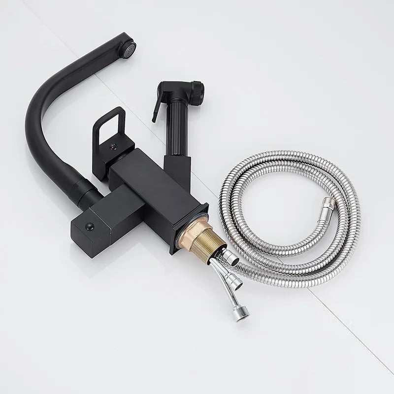Pull Out Kitchen Faucet Stainless Steel Spring Spout