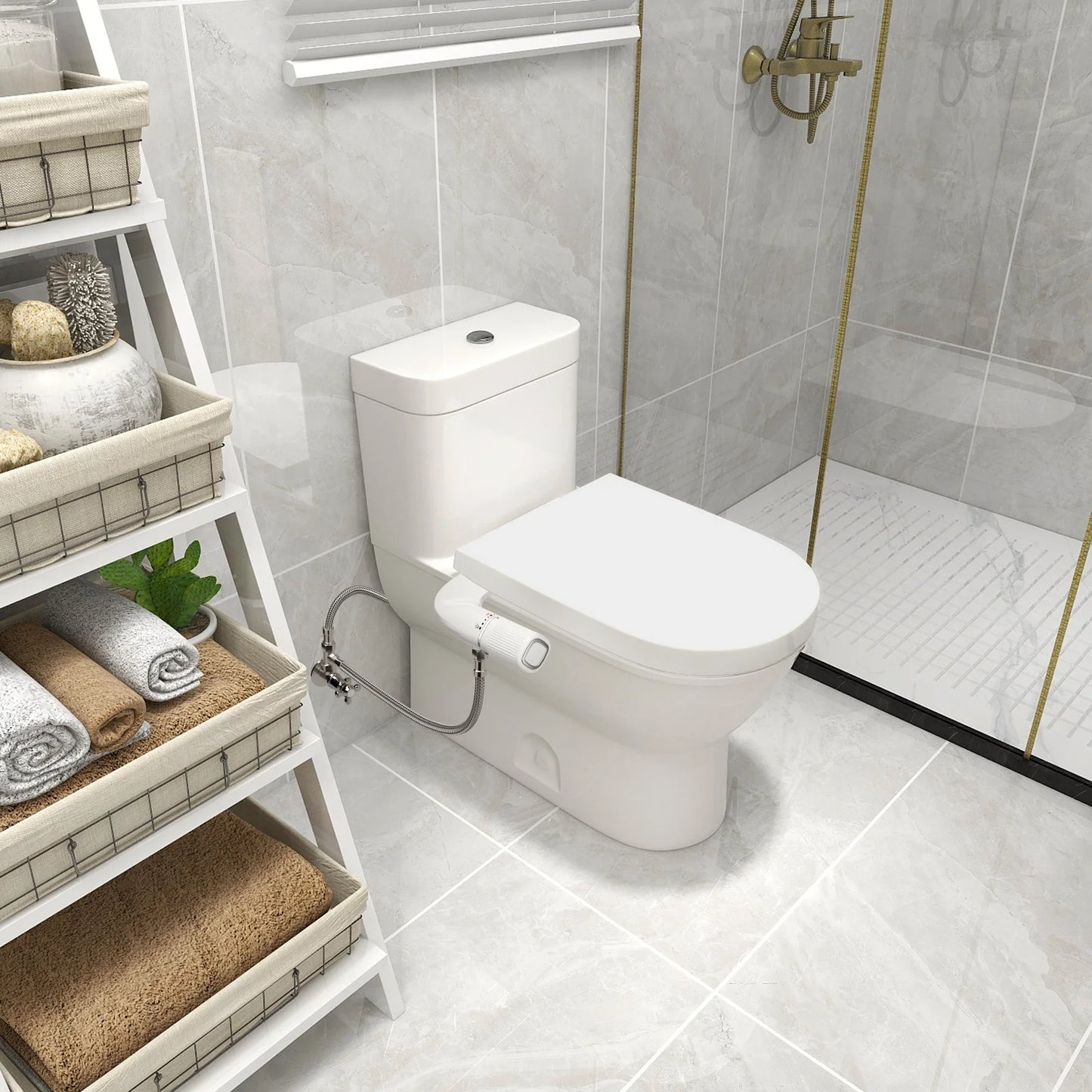Ultra-Slim Dual Nozzle Bidet - Non-Electric Toilet Attachment