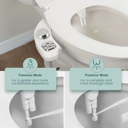 Dual Nozzle Bidet Attachment Non-Electric Toilet Upgrade