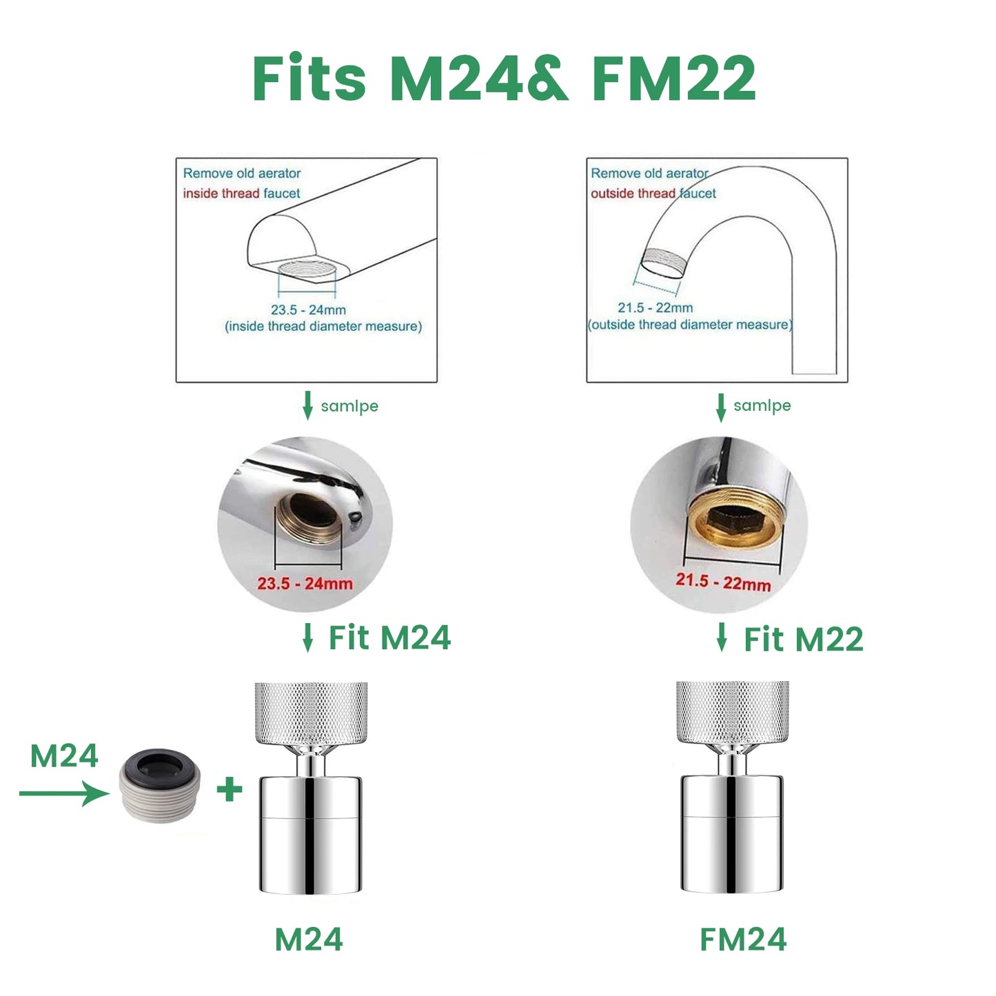 360° Rotatable Tap Aerator FM22 for Kitchen & Bathroom