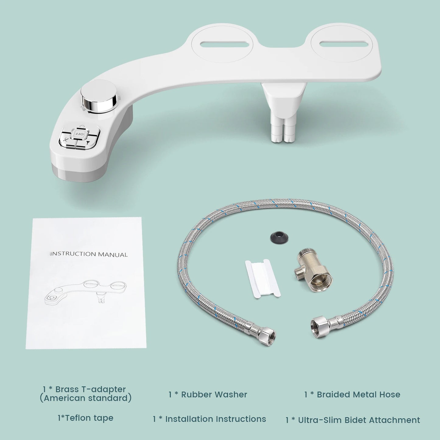 Dual Nozzle Bidet Attachment Non-Electric Toilet Upgrade