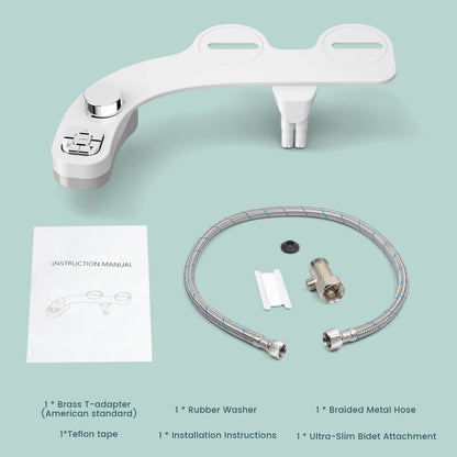 Dual Nozzle Bidet Attachment Non-Electric Toilet Upgrade