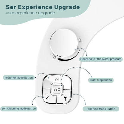 Dual Nozzle Bidet Attachment Non-Electric Toilet Upgrade