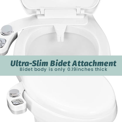 Dual Nozzle Bidet Attachment Non-Electric Toilet Upgrade