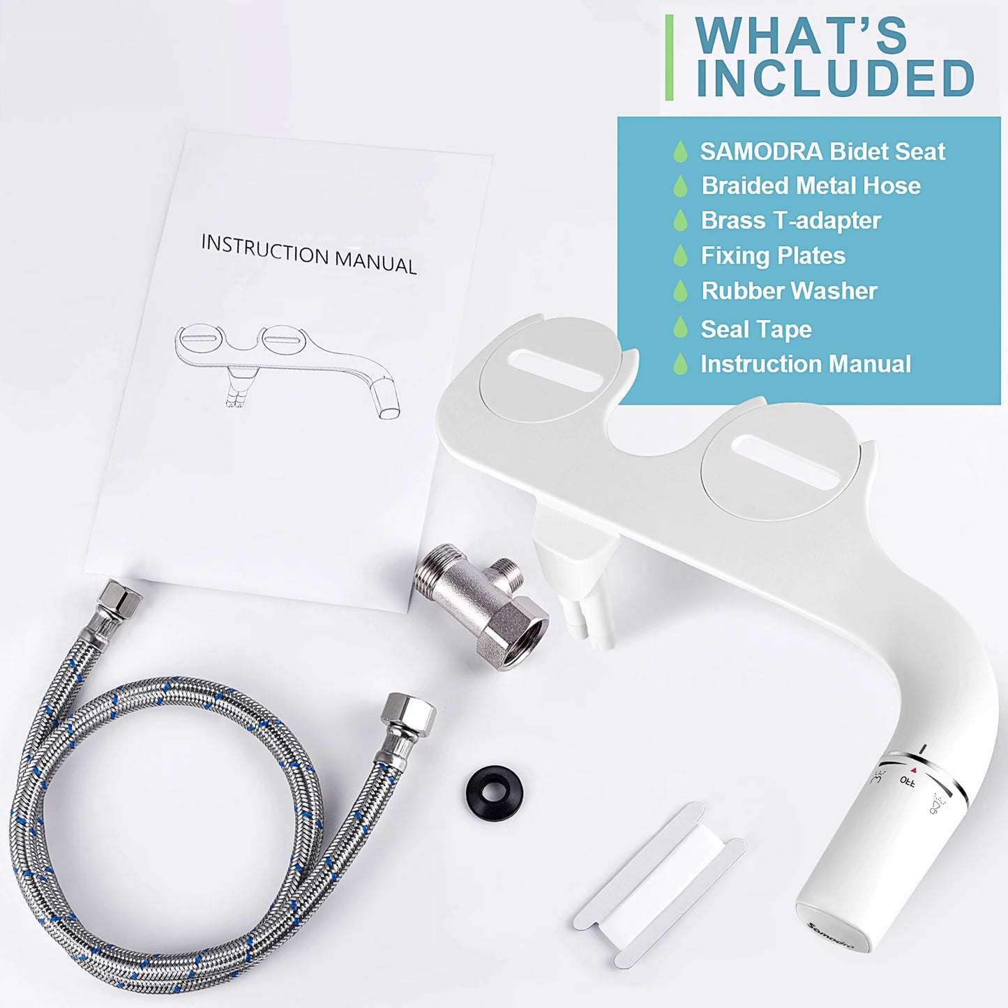Ultra-Slim Bidet - Dual Nozzle Non-Electric Toilet Attachment