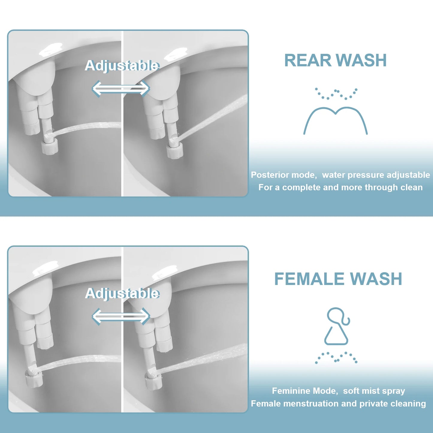 Ultra-Slim Bidet - Dual Nozzle Non-Electric Toilet Attachment