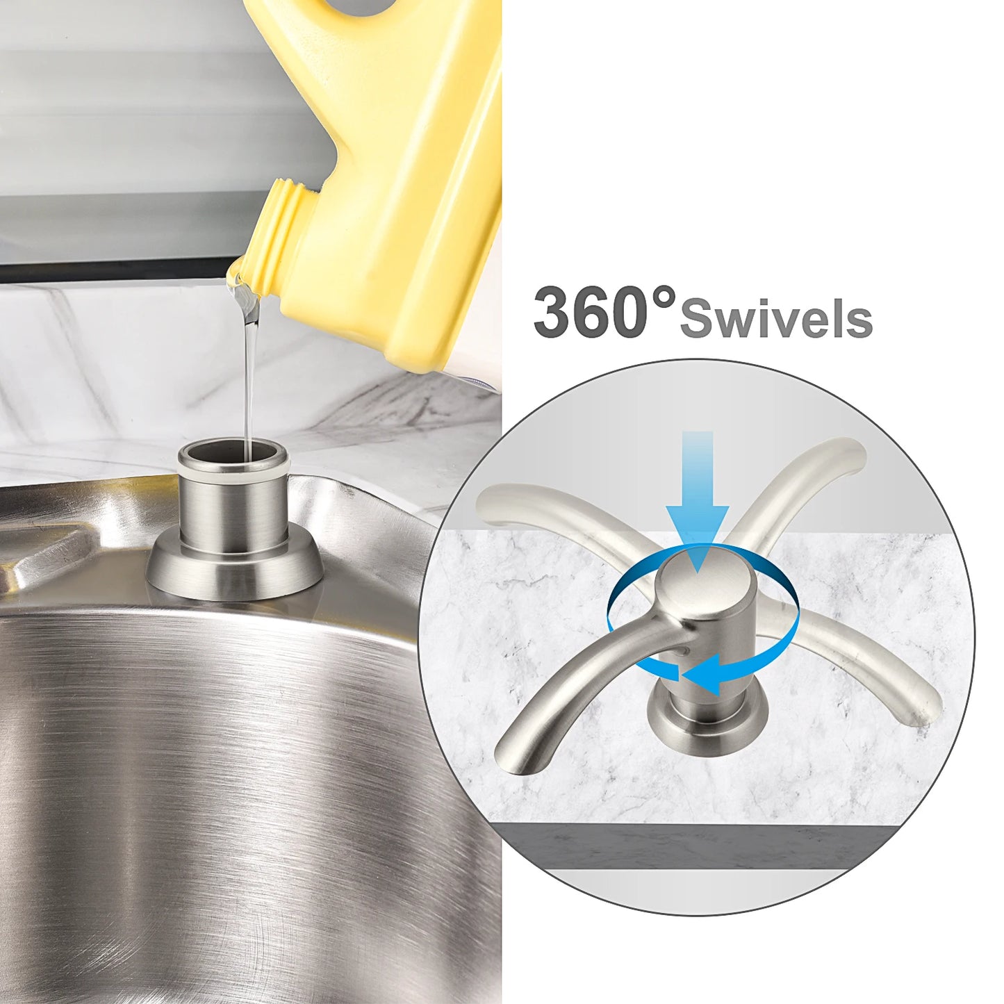 Built-in Kitchen Sink Soap Dispenser 360ml Refillable
