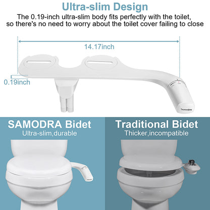 Ultra-Slim Bidet - Dual Nozzle Non-Electric Toilet Attachment