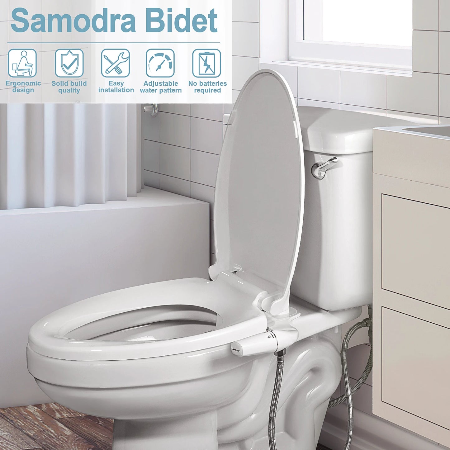 Ultra-Slim Bidet - Dual Nozzle Non-Electric Toilet Attachment