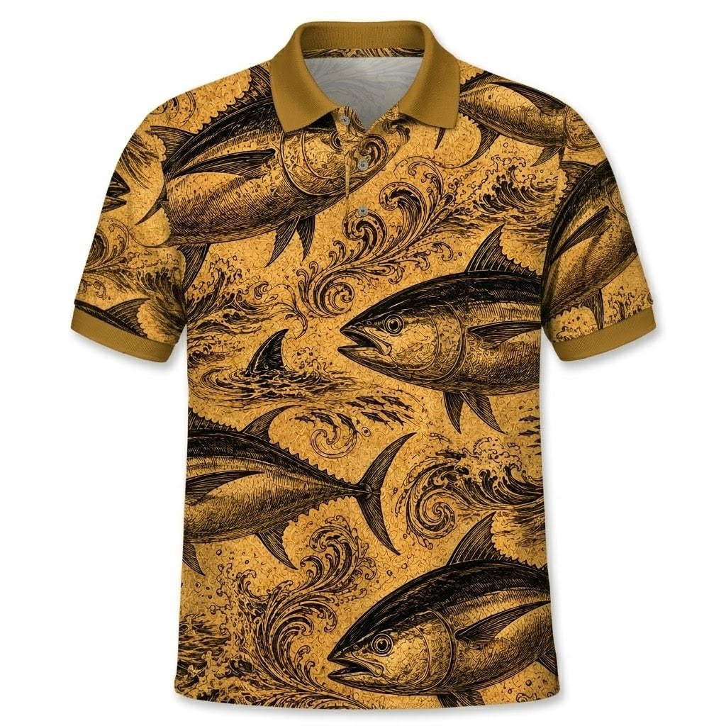Tuna Fishing Legend Vintage Polo Shirt Men_s Casual Clothes Gift For Husband