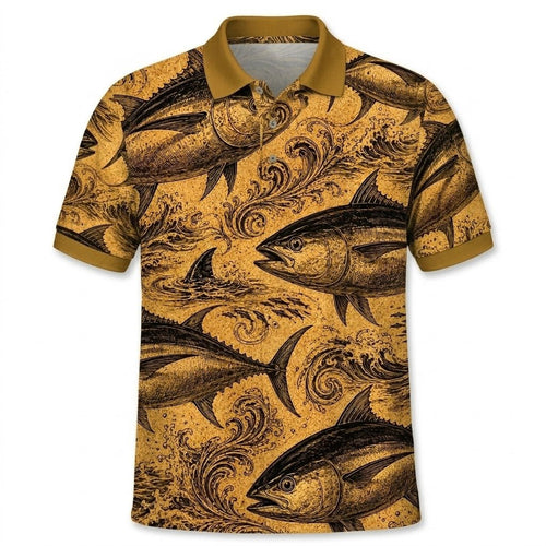 Tuna Fishing Legend Vintage Polo Shirt Men_s Casual Clothes Gift For Husband