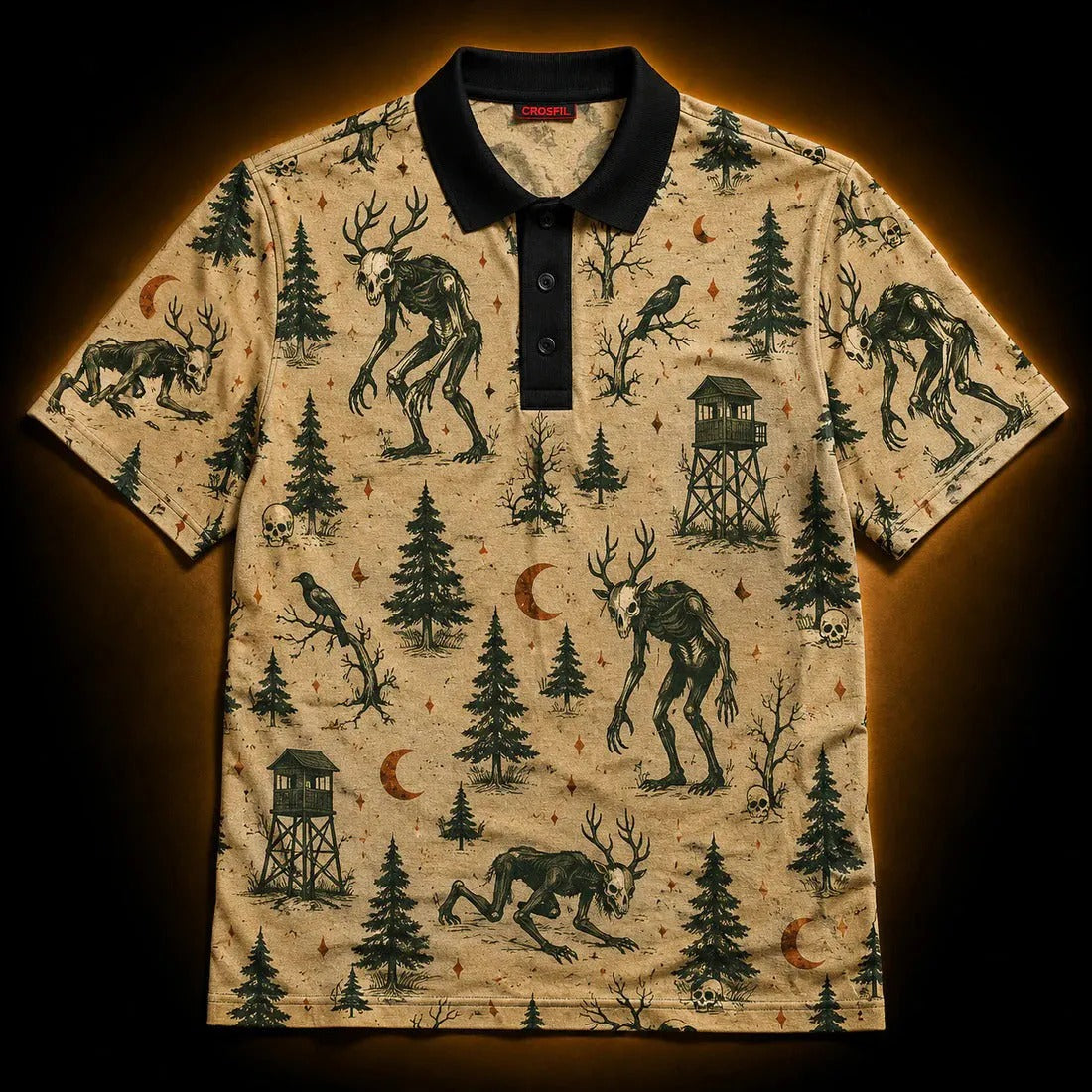 Dark Cryptid and Skull Polo Shirt Men_s Casual Clothing Gift For Husband