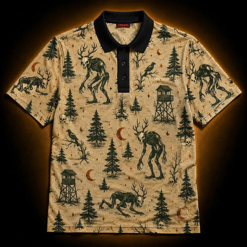 Dark Cryptid and Skull Polo Shirt Men_s Casual Clothing Gift For Husband