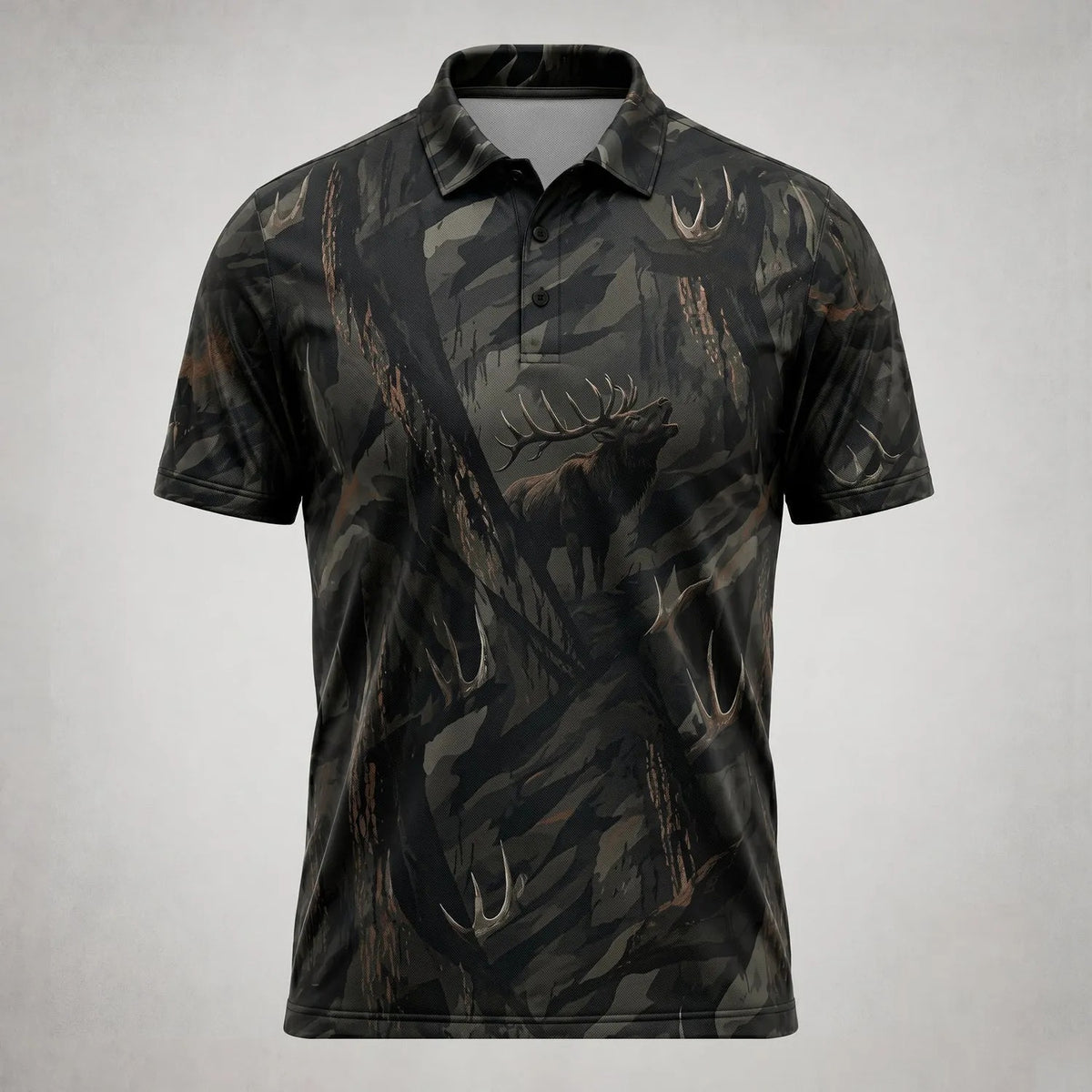 Elk And Antlers Graphic Polo Shirt Men_s Casual Apparel Gift For Brother