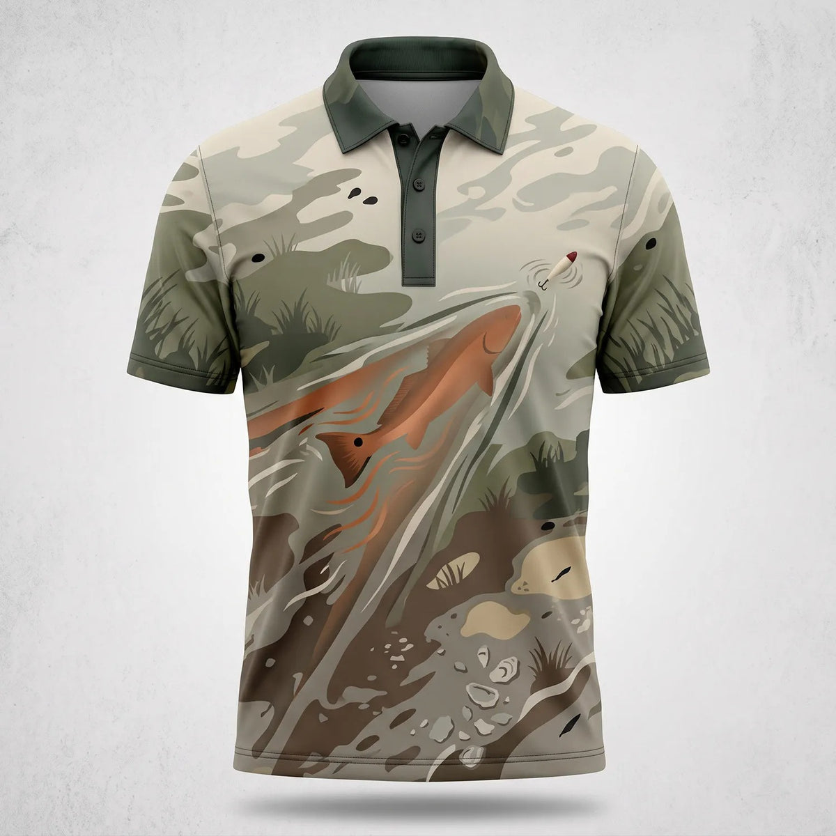 Redfish Inshore Fishing Polo Shirt Men_s Casual Clothing Gift For Husband
