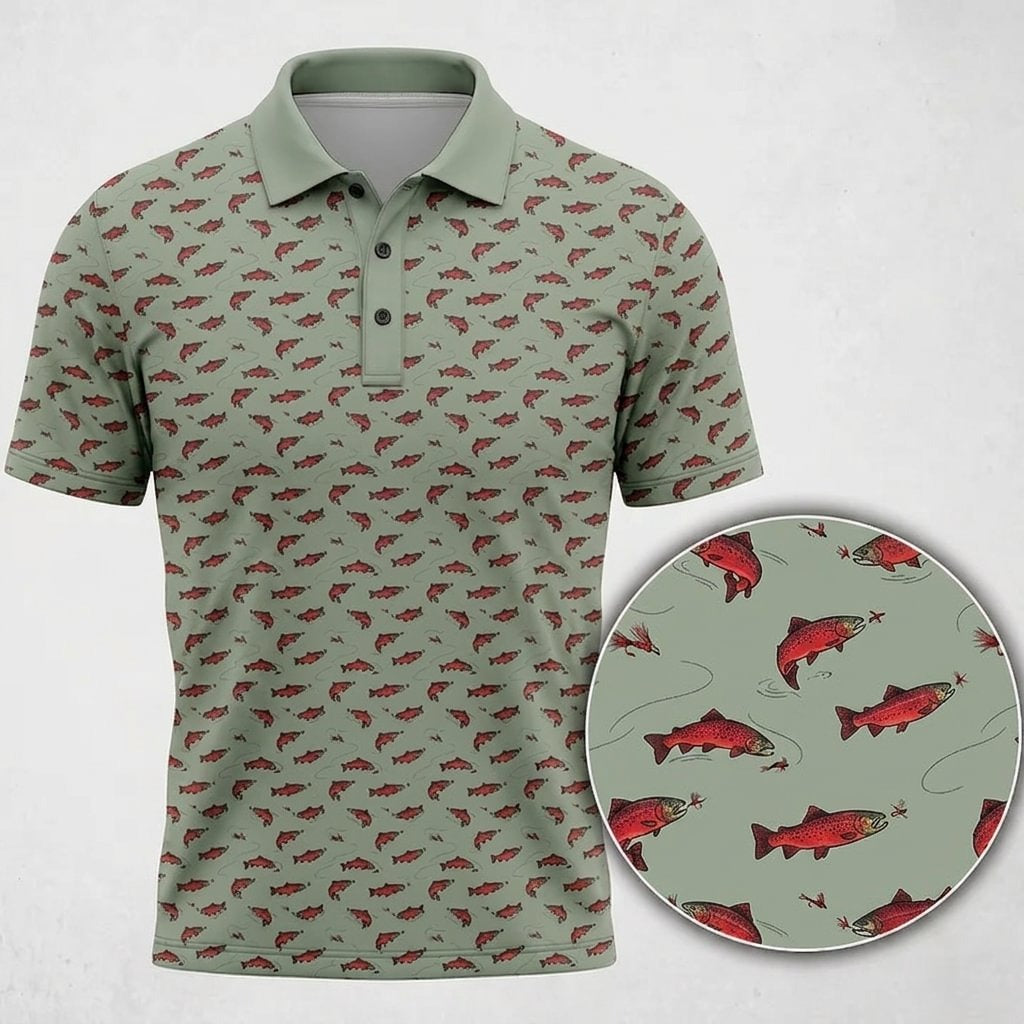 Pacific Ocean Fly Fishing Polo Shirt Men_s Casual Clothing Gift For Husband