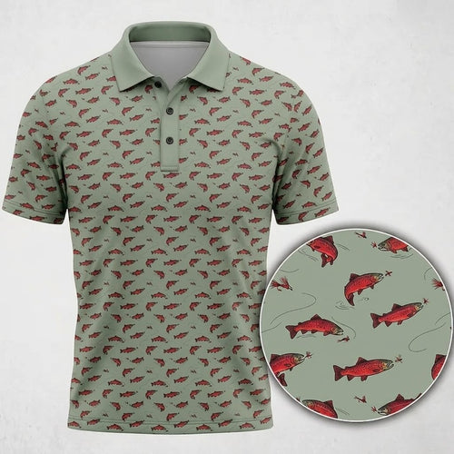 Pacific Ocean Fly Fishing Polo Shirt Men_s Casual Clothing Gift For Husband