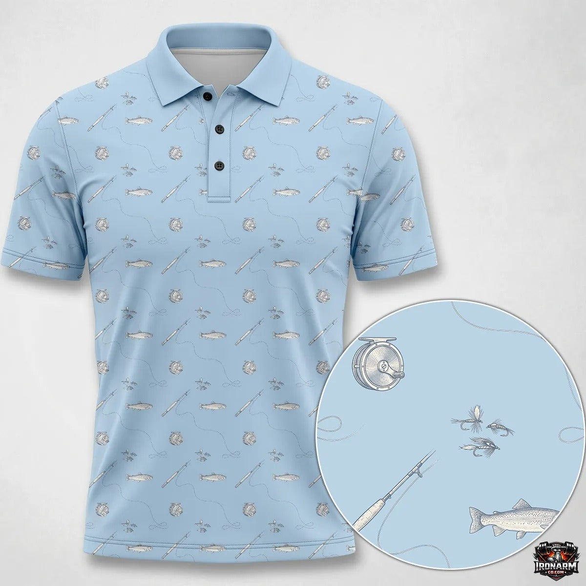 Nature and River Pattern Polo Shirt Fly Fishing Apparel Gift Ideas