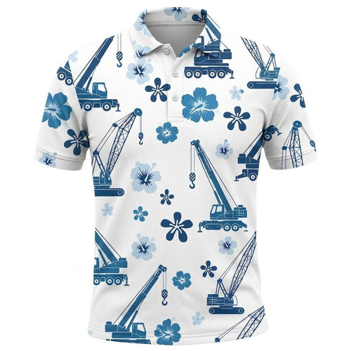 Crane Operator Funny Hibiscus Polo Shirt Men_s Casual Apparel Gift For Men