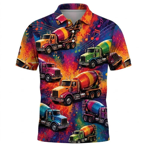 Concrete Mixer Truck Vintage Polo Shirt Men_s Casual Apparel Gift For Husband