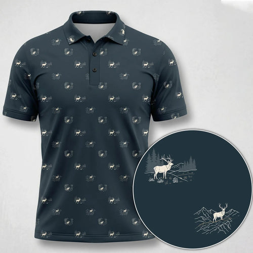Nature and Antlers Pattern Polo Shirt Nature and Antlers Pattern Merch Gift Ideas