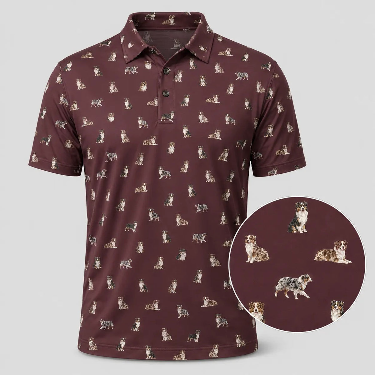 Australian Shepherd Dog Polo Shirt Men_s Casual Clothing Pet Lover Gift