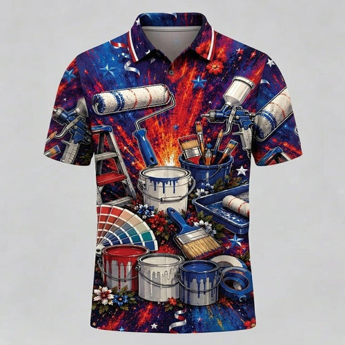 Trade Graphic Polo Shirt Colorful Paint Bucket Apparel Gift Ideas