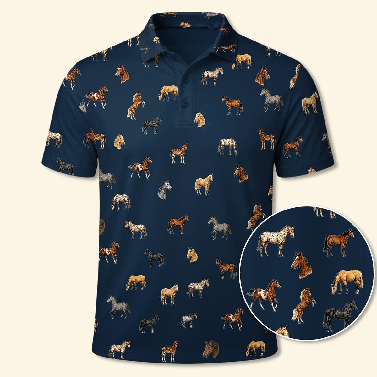 Horse Micro Pattern Polo Shirt Horse Lovers Clothing Gift For Husband