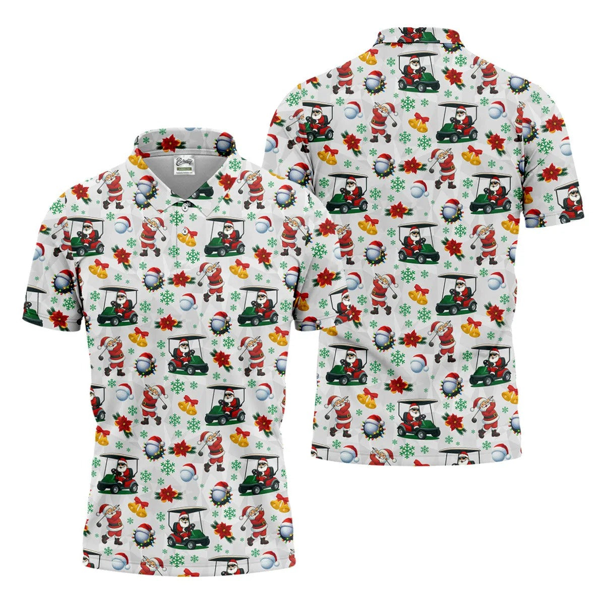 Santa Christmas White Polo Shirt Christmas Golf Clothes Secret Santa Gifts