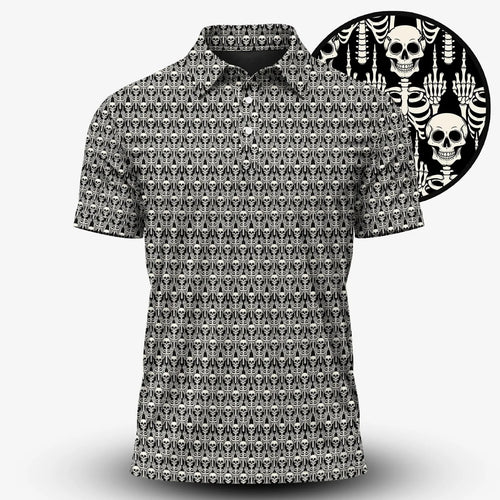 Skeleton Finger Pattern Polo Shirt Skull Clothing Gift For Husband